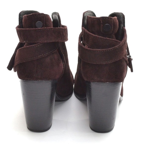rag & bone Harrow Burgundy Suede Strap Booties 40 / 10 - Picture 5 of 7